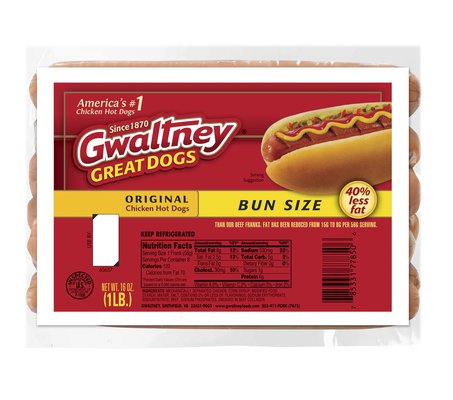 Bun Length Original Chicken Hot Dogs Gwaltney